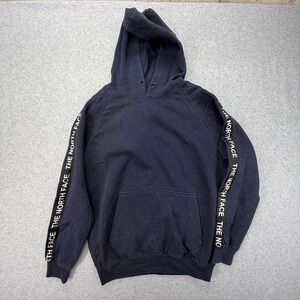 The North Face Navy Blue Logo Tape Sleeve Hoodie Mens Medium Fleece Sweatshirt